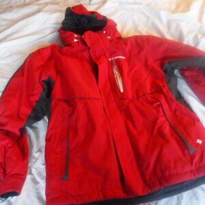 Columbia Omni Heat Red Winter Ski Snowboard Coat Hoodie Size Medium z Mens